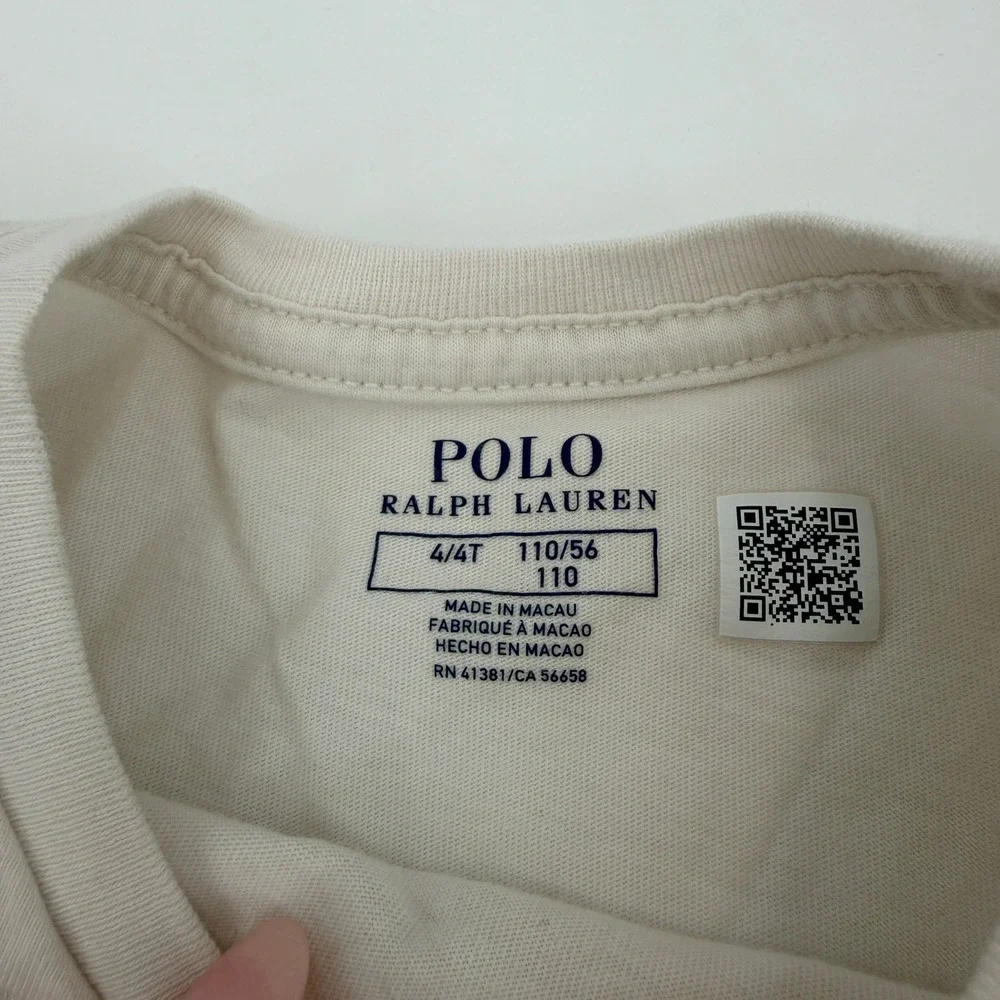 Polo Ralph Lauren Girls Cream Polo Raincoat‎ Bear Graphic T-Shirt Size 4T